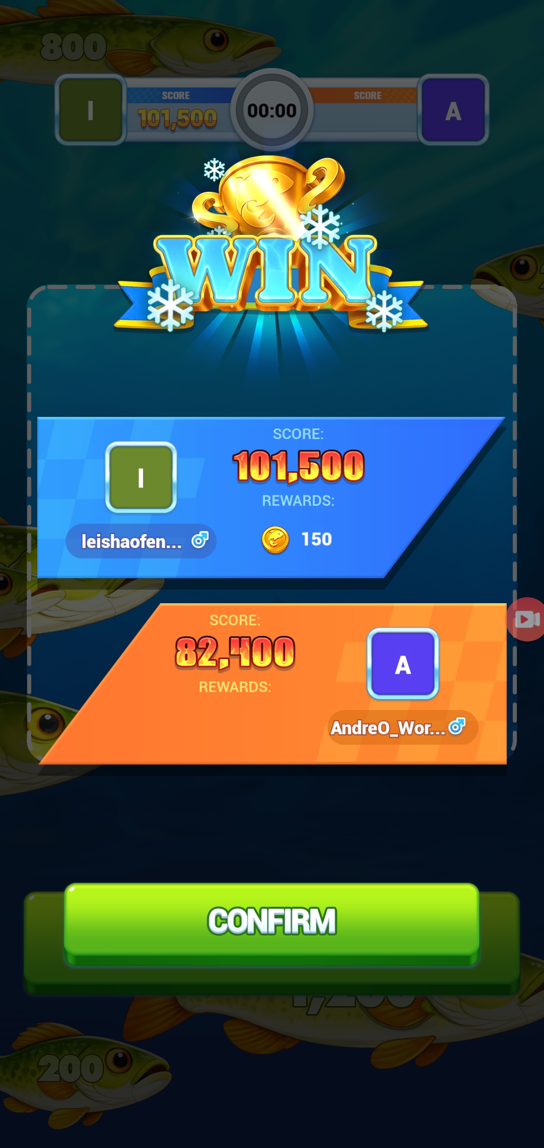 Final score results screen
